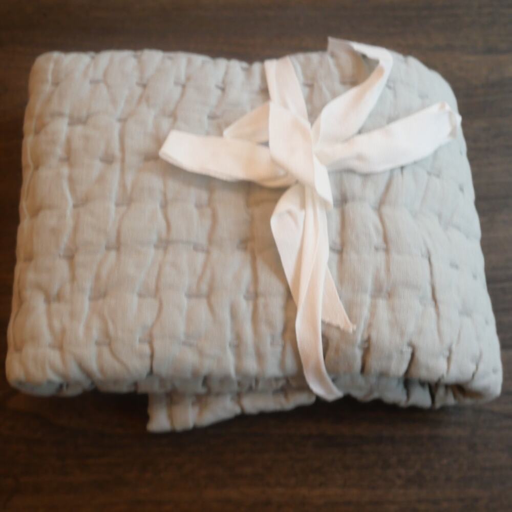 Quince Euro Sham Willowleaf  European Linen Cotton Stitch Quilted Green  NEW - Picture 3 of 5